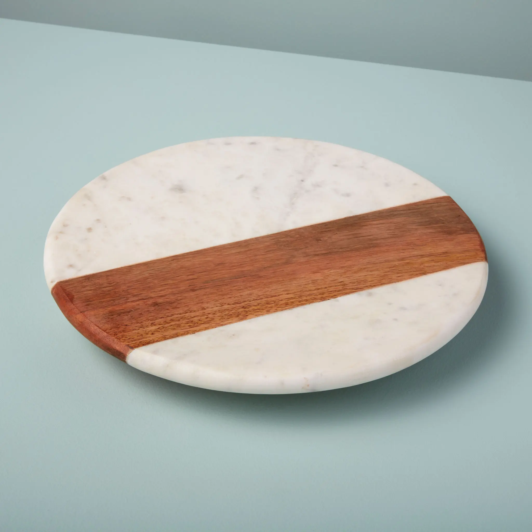 Be Home Otočné kulaté prkénko White Marble & Wood, Ø 30,5 cm, bílá 58-241