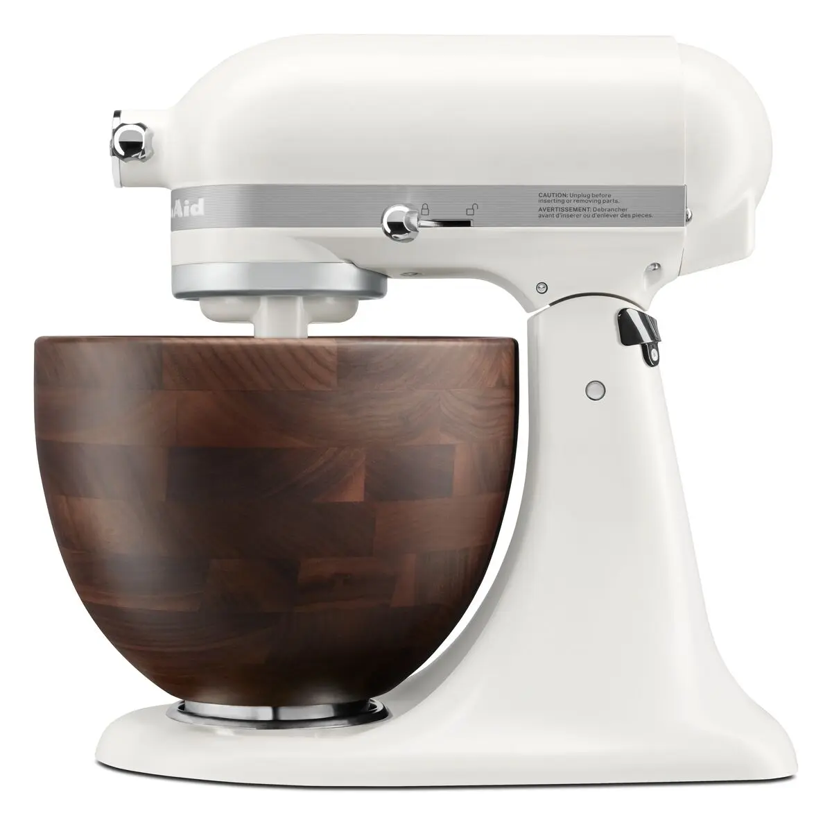 KitchenAid Kuchyňský robot Artisan, model 156, 4,7 l mísa z ořechového dřeva, porcelánově bílá 5KSM156WBEPL