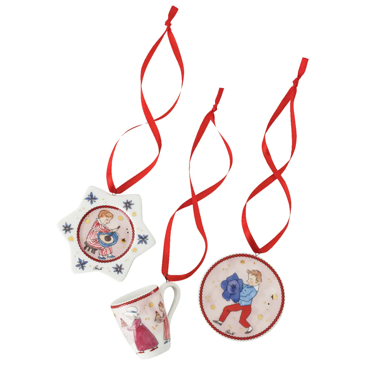 Rosenthal Vánoční set 3 porcelánové mini ozdoby, Vánoční hostina, 6 cm 02485-727522-28673
