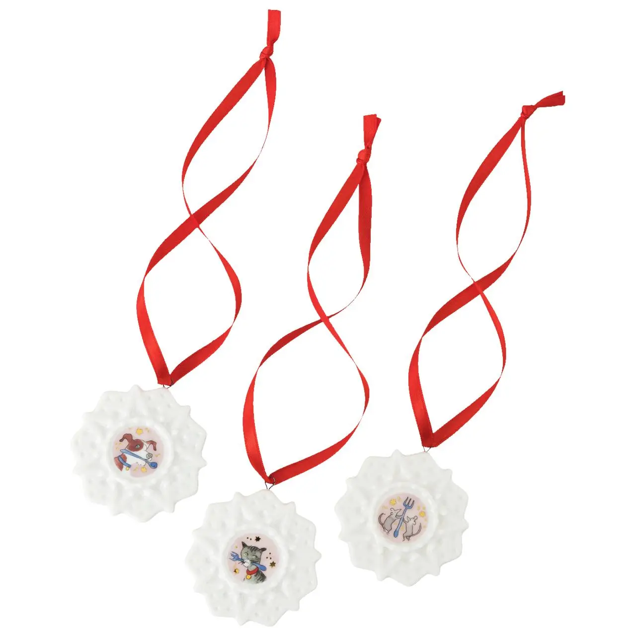Rosenthal Vánoční set 3 porcelánových Mini ozdob Vločky, Vánoční hostina, Ø 5 cm 02485-727522-28675