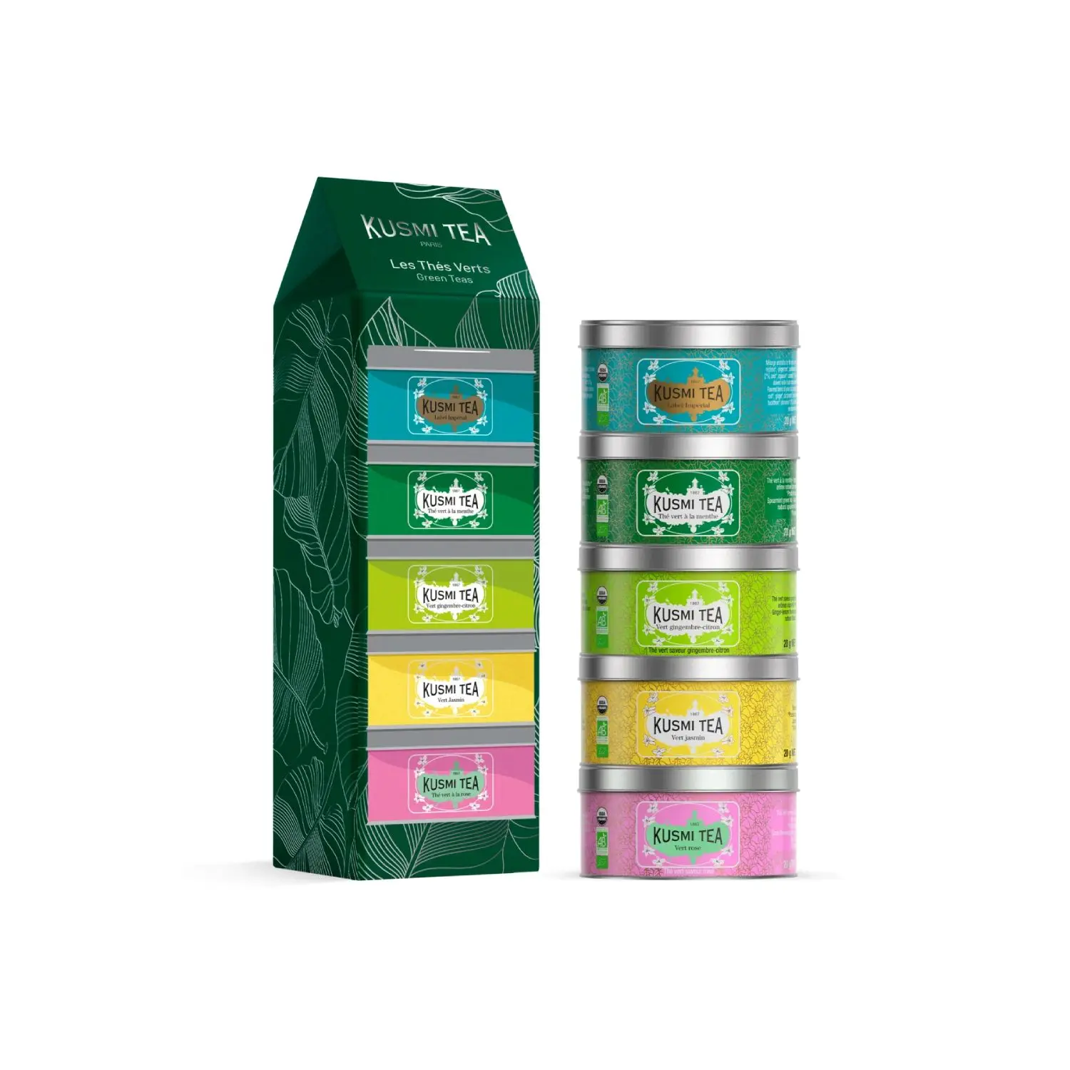 Kusmi Tea Dárková sada Green teas, 5 miniatur se sypaným zeleným čajem, 5 x 20 g 21333A1141