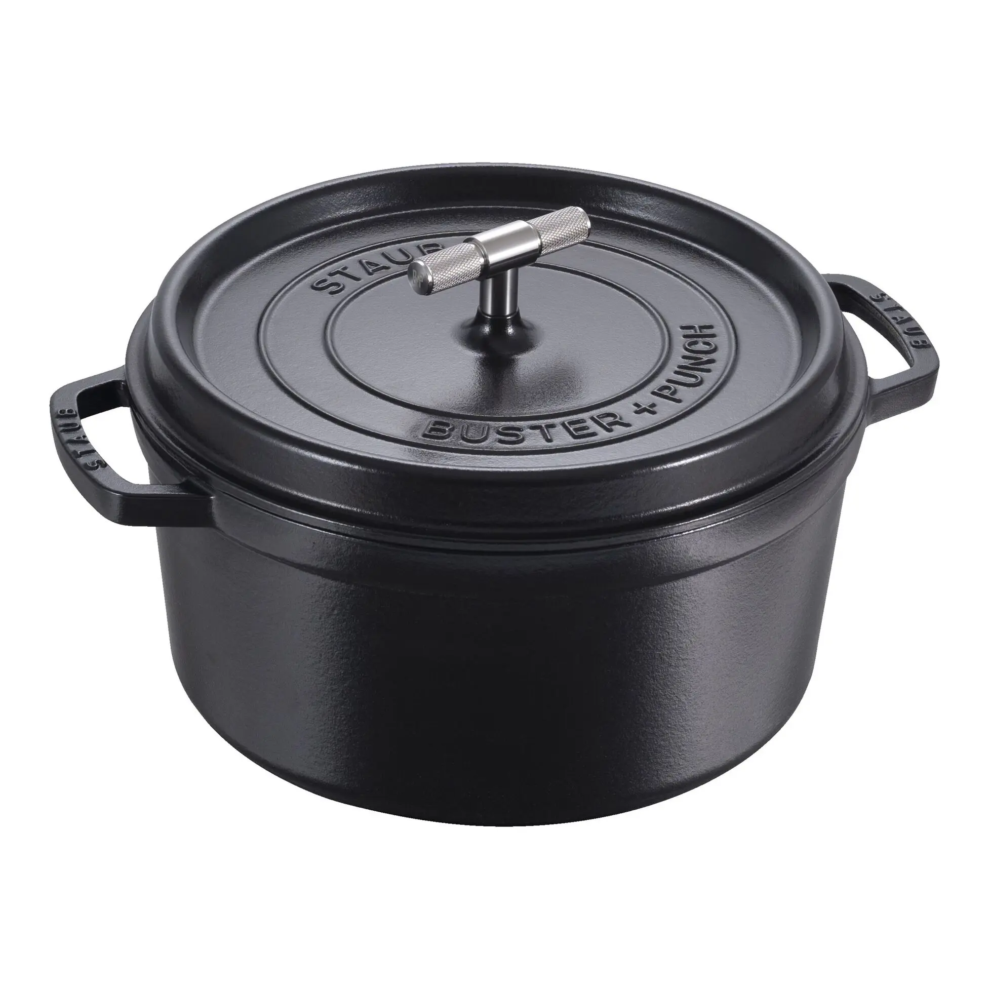Staub Litinový hrnec s poklicí La Cocotte Buster + Punch, Ø 28 cm / 6,7 l, černá 1029896