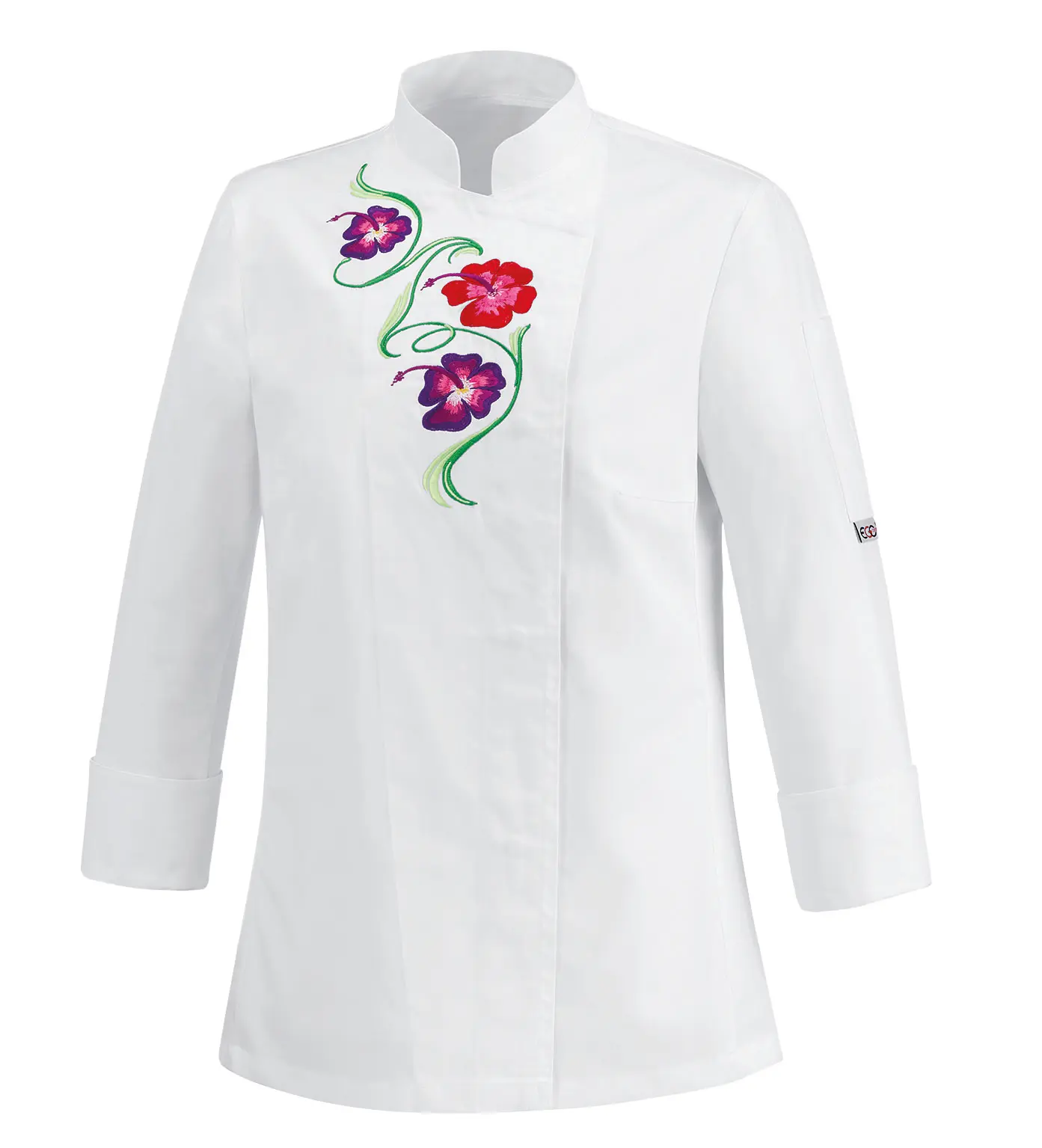 Dámský kuchařský rondon EGOchef FLOWERS - bílý L