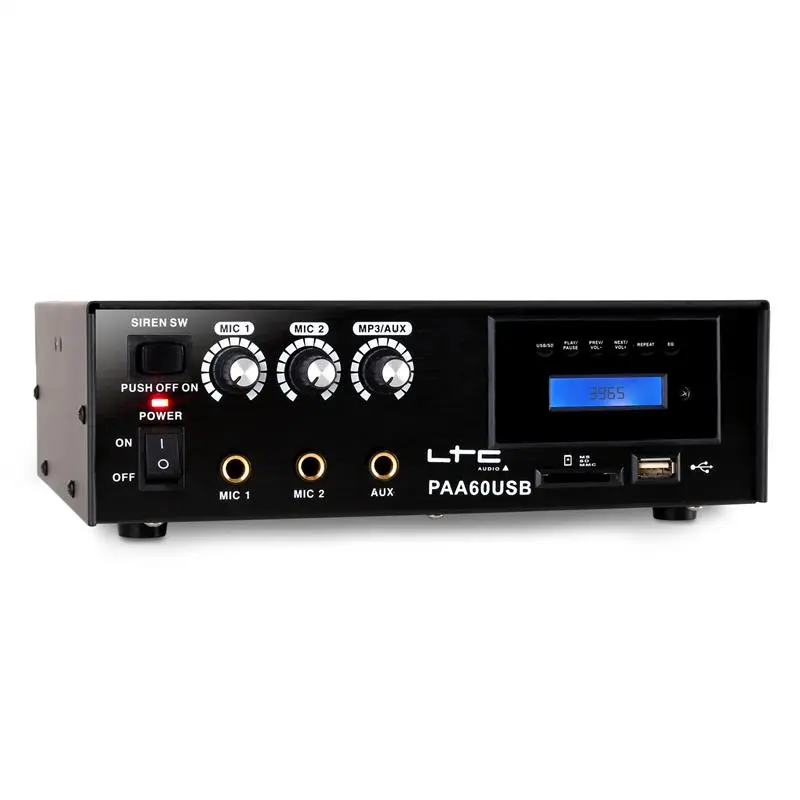 PA zesilovač LTC PAA60USB, USB, MP3, mikrofon, 12 V