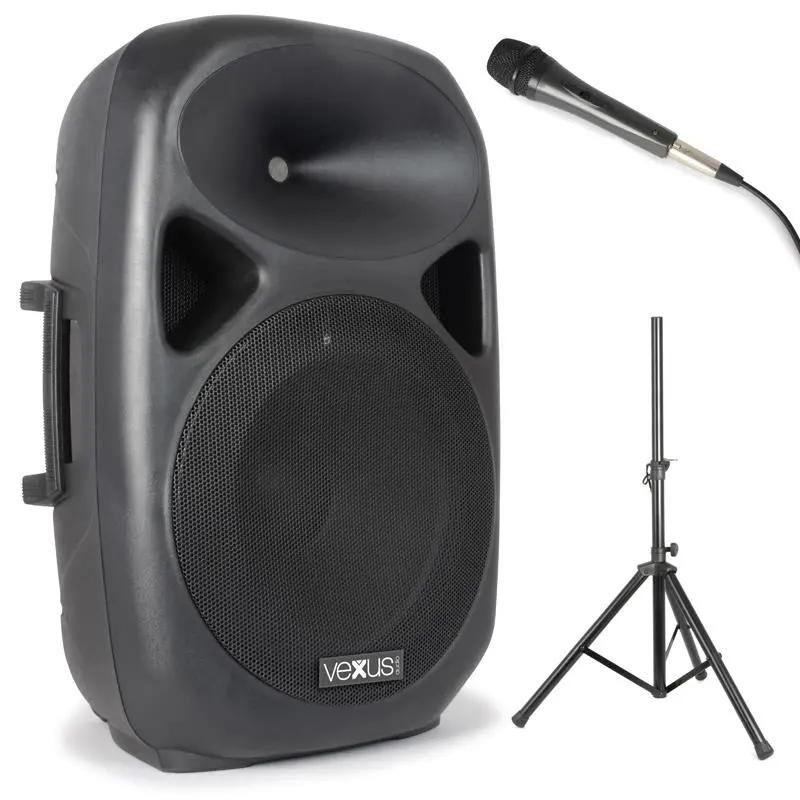 Vexus SPS152 PA reproduktorová sada, 600 W max., bluetooth, USB, SD, MP3, AUX, stativ, mikrofon