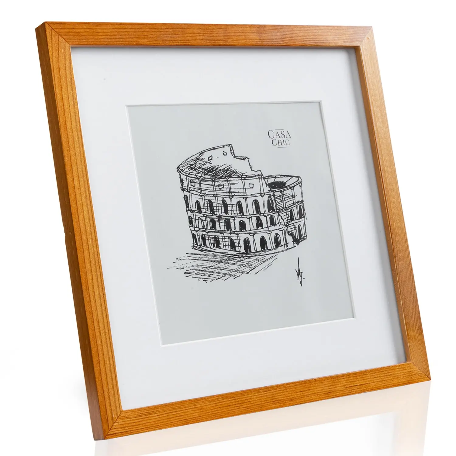 Casa Chic Bristol, rám na obrázky, sklo, 30 x 30 cm s paspartou, pravé dřevo