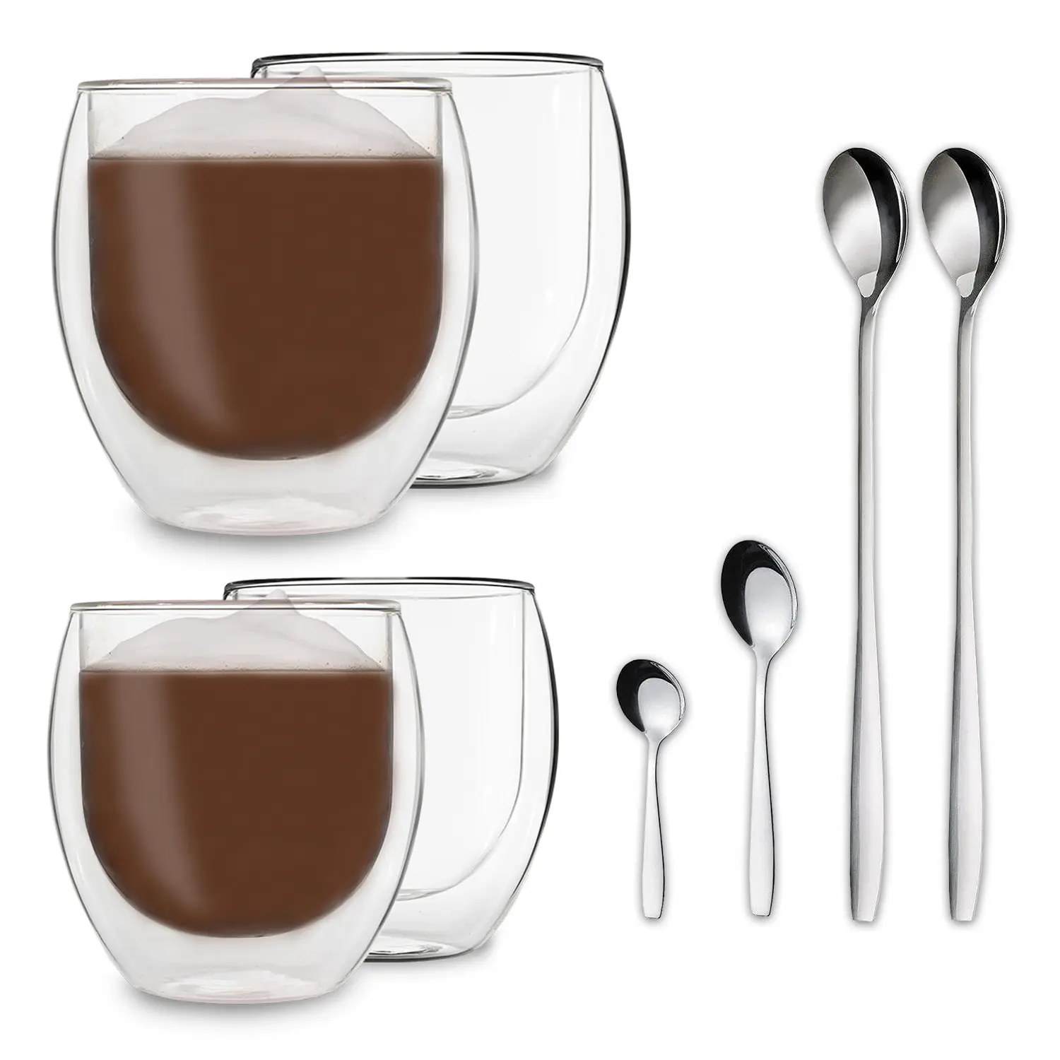 Feelino DUOS, Jumbo, dvoustěnná sklenice, 2x 310 a 410 ml včetně lžičky