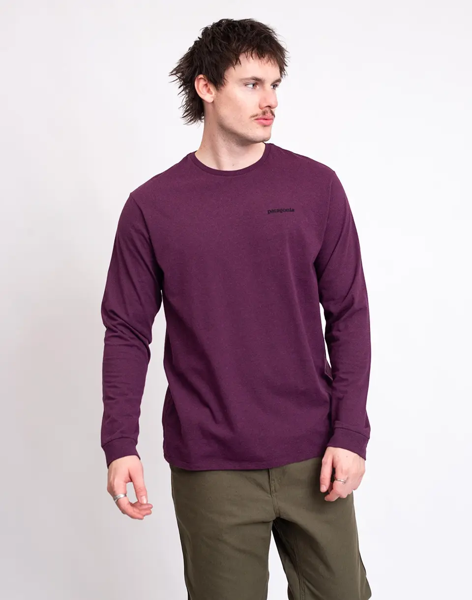 Tričko Patagonia M's L/S P-6 Logo Responsibili-Tee Berry Fig