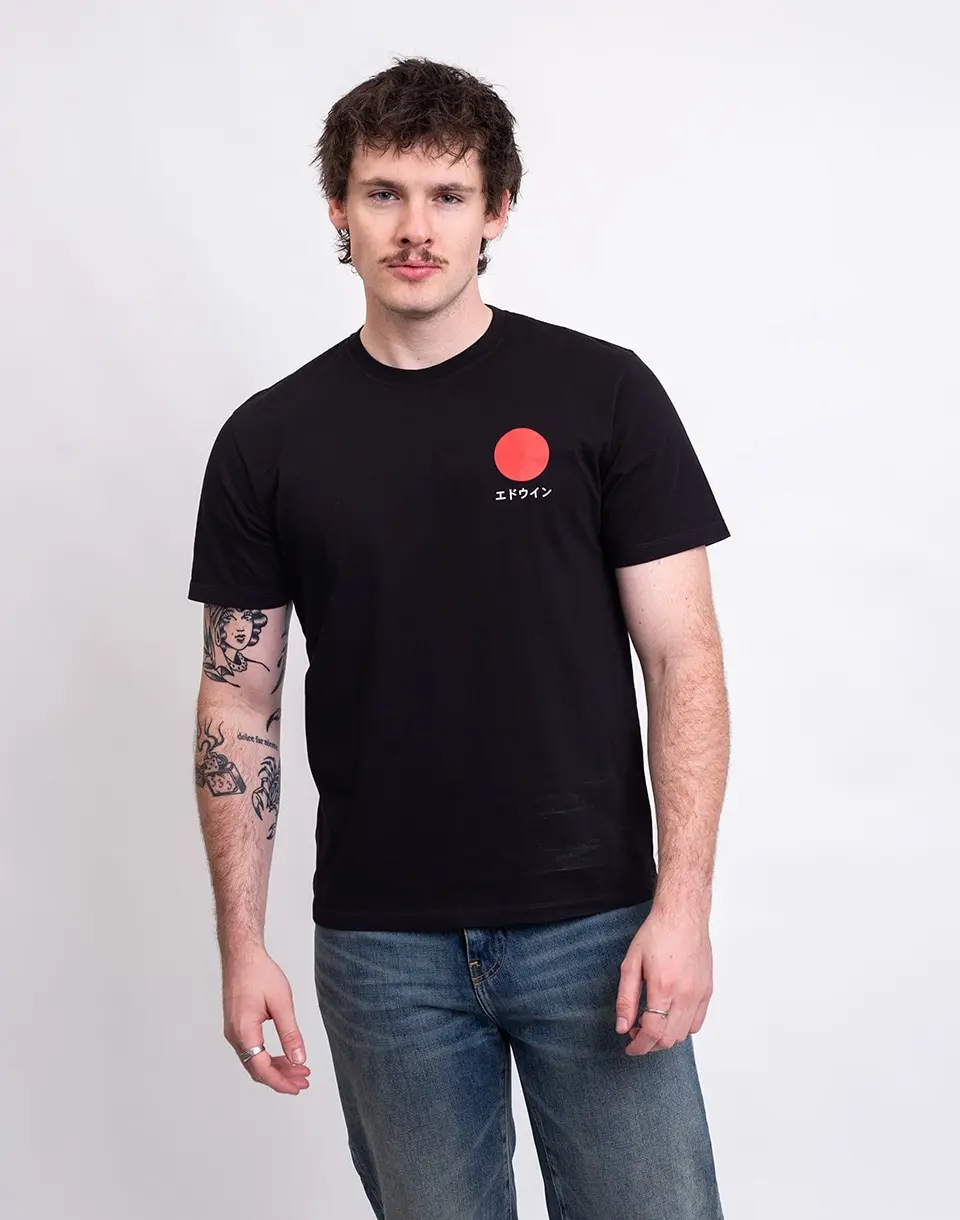 Tričko Edwin Japanese Sun TS Black garment washed