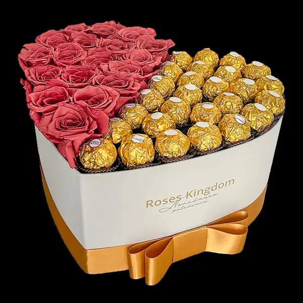 Box s bonbóny a růžemi Ferrero Rocher