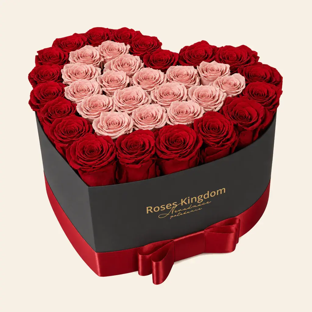 Flower box srdce - limitovaná edice STARORUŽOVÁ