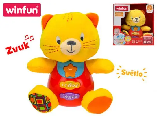 Winfun Sedící kočička 18 cm se světlem a zvukem