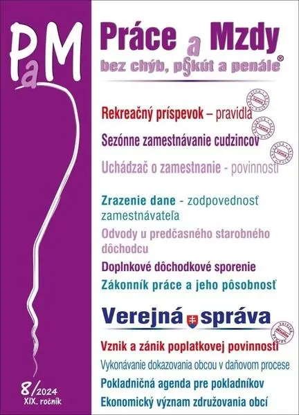 Práce a Mzdy bez chýb, pokút a penále č. 8 / 2024 - Rekreačný príspevok – pravidlá - kniha z kategorie Mzdové účtovníctvo