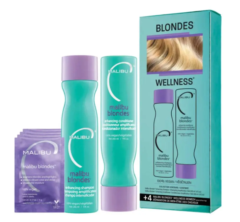 Malibu Blondes Enhancing Collection šampon 266 ml + kondicionér 266 ml + wellness sáčky 4 kusy dárková sada