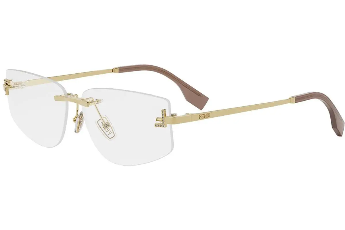 FENDI First Crystal Yellow Geometric Eyeglasses - ONE SIZE (58)