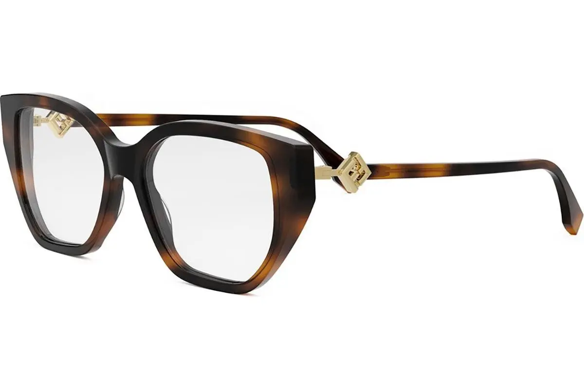 FENDI Diamonds Havana Rectangular Eyeglasses - ONE SIZE (53)