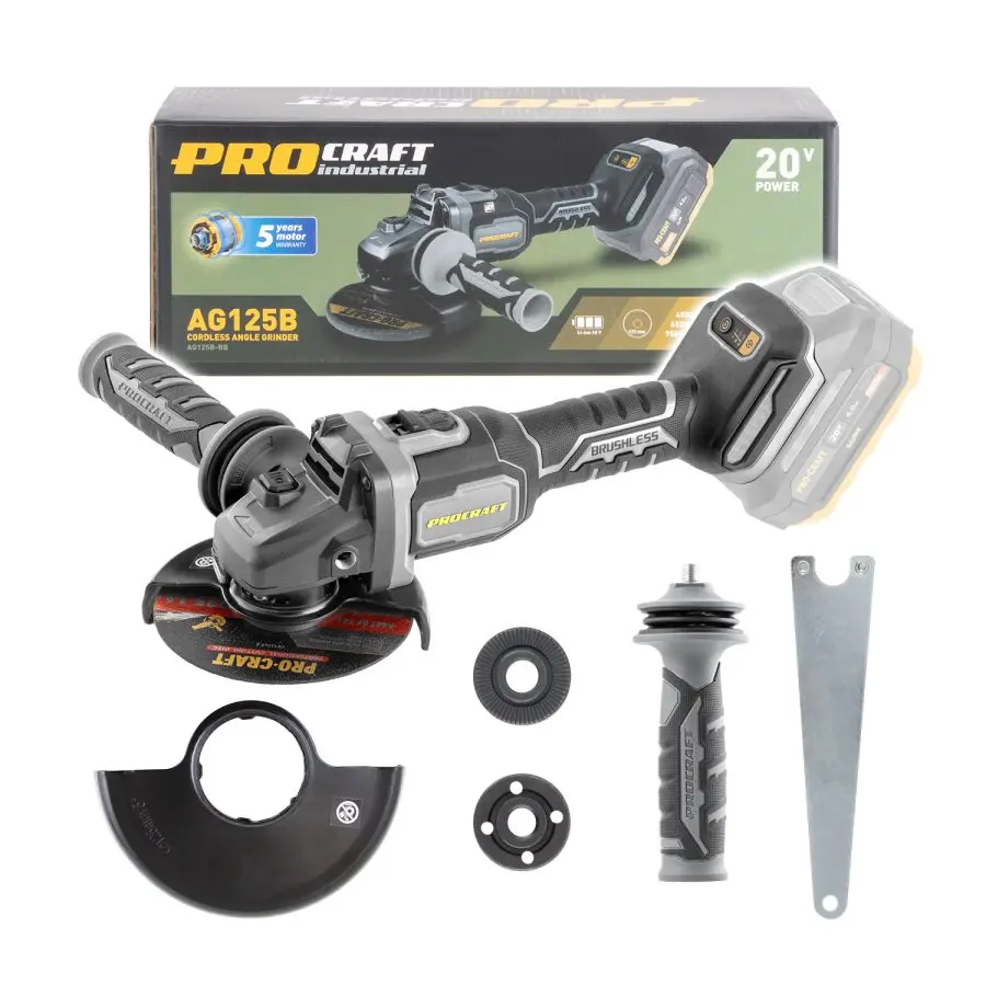 Aku úhlová bruska Procraft Industrial AG125B (bez baterie a nabíječky), 125mm | AG125B-BB AG125B-BB