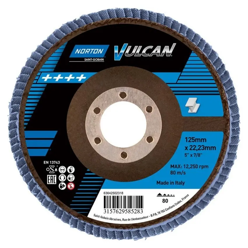 NORTON VULCAN 125x22.2 P80 lamelový kotouč na ocel a nerez 63642502318