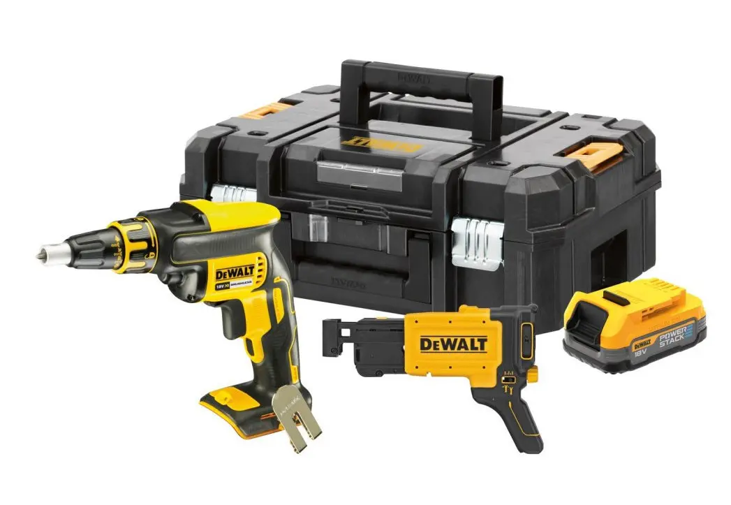 DeWALT - 18V AKU sádrokartonářský šroubovák s podavačem vrutů, 1x aku 1,7 Ah POWERSTACK, bez nabíječky DCF620E1K
