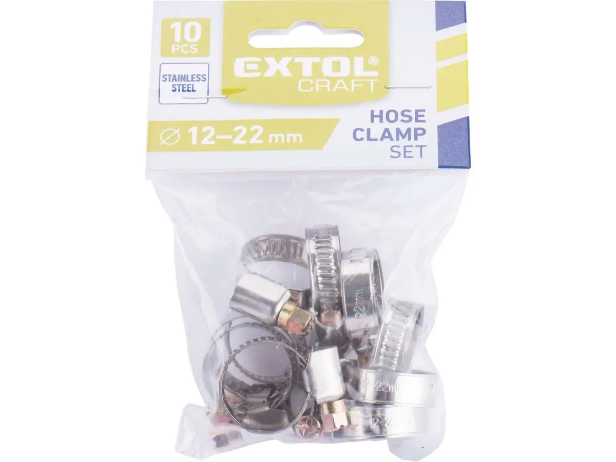 Hadicové spony Extol Craft nerez ocel (10 ks) pr. 12-22 mm