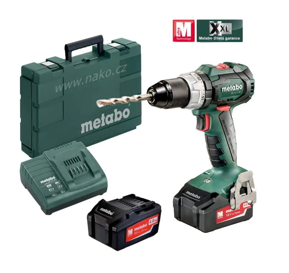 Metabo - 18V AKU vrtačka s příklepem, 2x aku 4,0 Ah LiPower, nabíječka 602316500