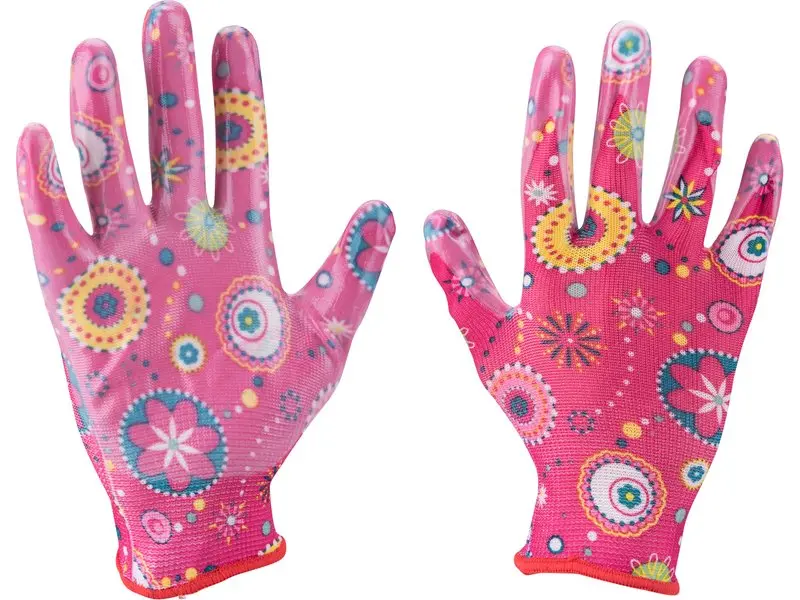 EXTOL LADY 8856669 rukavice zahradní nylonové polomáčené v nitrilu, velikost 7"