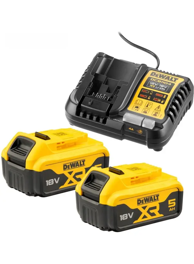 DeWALT - Sada 4A nabíječky a 2 akumulátorů XR 18 V Li-Ion 5,0 Ah DCB1104P2