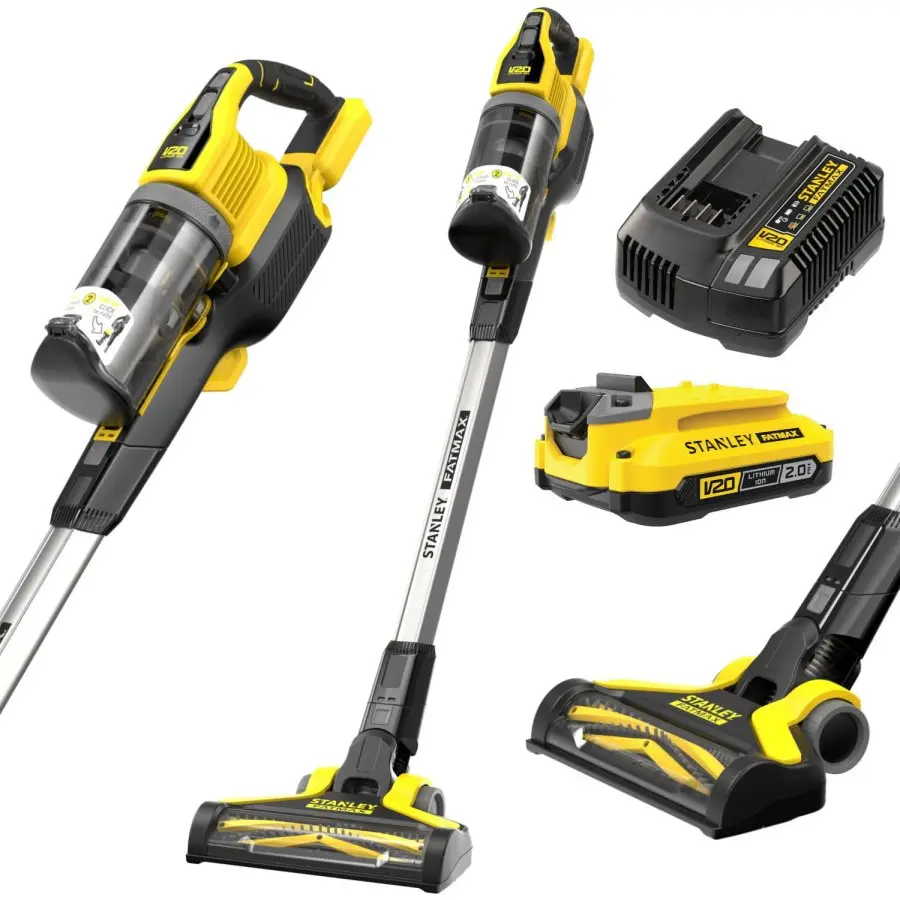Stanley - 18V AKU tyčový vysavač, 1x aku 2,0 Ah Li-ion, nabíječka SFMCVS001D1-QW