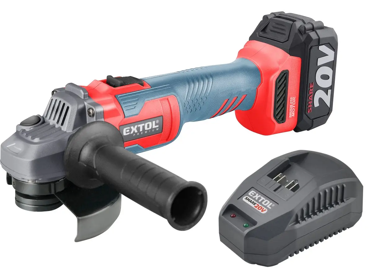 EXTOL PREMIUM bruska úhlová aku SHARE20V, 125mm, BRUSHLESS, 4Ah 8891838