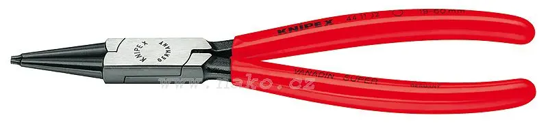 Kleště na pojistné kroužky 180 mm, vnitřní rovné. Knipex - 44 11 J2 - DIN 5265 C. Leštěno, potaženo plastem 44 11 J2