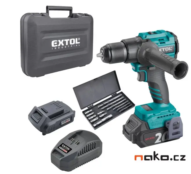 EXTOL INDUSTRIAL 8791804 příklepová aku vrtačka SHARE20V LiIon 2x 2Ah, BRUSHLESS