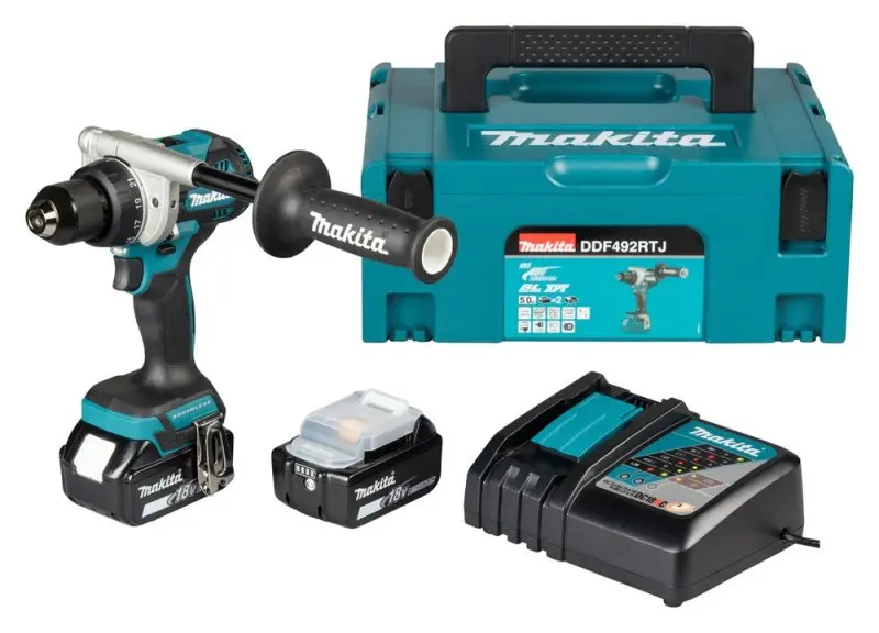 Makita - 18V AKU vrtací šroubovák, 2x aku 5,0 Ah Li-Ion, nabíječka DDF492RTJ