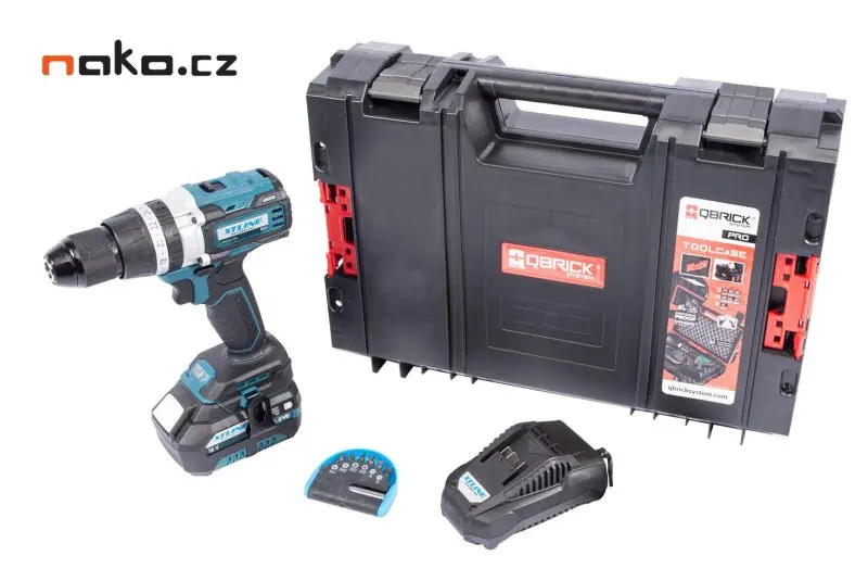 XTLINE Aku vrtačka s příklepem bezuhlíková 18 V, 70 Nm + baterie 2.0 Ah + nabíječka 2.4 A