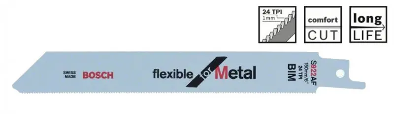 BOSCH pilový list 150 x19x0,9mm 1/24 S922AF BIM do ocasky, plech 2608656013, 1ks