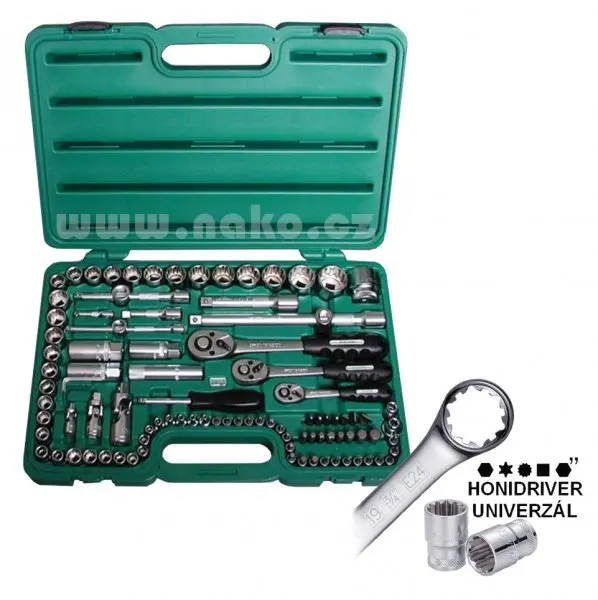 Sada hlavic HONITON 1/4"-3/8"-1/2" 99 dílů