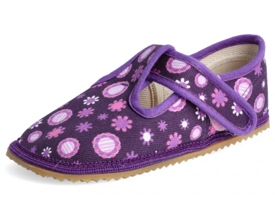 Dívčí barefoot bačkůrky - fialové kvítko - BEDA fialová 34 dívky