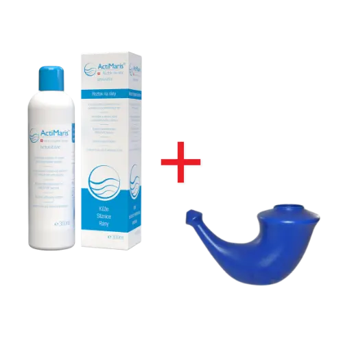 ActiMaris Sada ActiMaris Sensitiv roztok 300 ml + 1ks Rhino Horn konvička pro dospělé