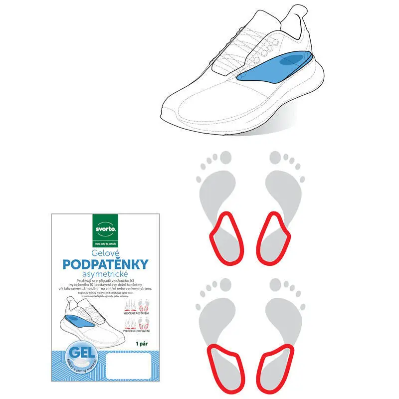 Gelové podpatěnky asymetrické Svorto 116