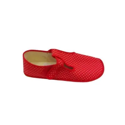 Dívčí barefoot bačkůrky červené s puntíkem - BEDA červená