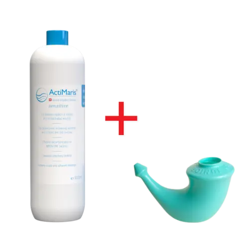 ActiMaris Sensitiv roztok 1000 ml + Rhino Horn konvička na výplach nosu pro děti