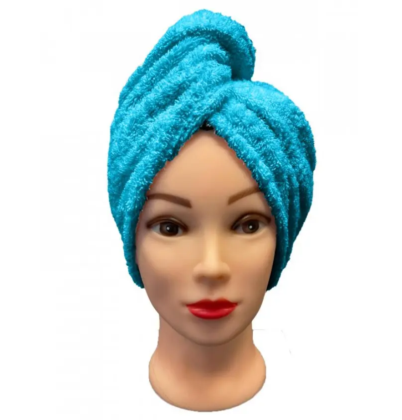 Rychleschnoucí froté Turban na vlasy tyrkysový TiaHome