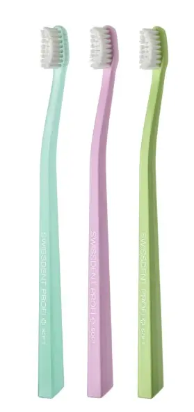 Swissdent Whitening zubní kartáčky VERBIER 3v1 Soft (tyrkysová, růžová, zelená), 3ks