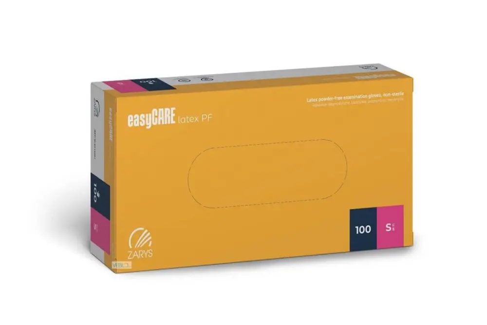 Zarys easyCARE vyšetřovací latexové rukavice S (6-7) bez pudru, 100ks