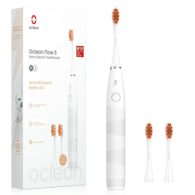 Oclean Flow S White sonický kartáček bílý + 3x hlavice