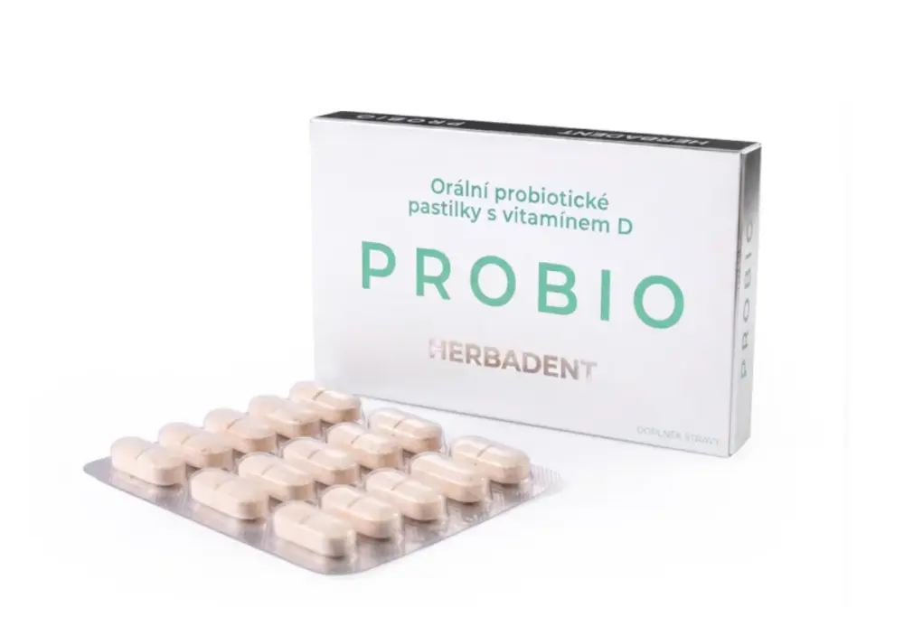 HERBADENT PROBIO Orální probiotické pastilky s vitamínem D, 20 ks