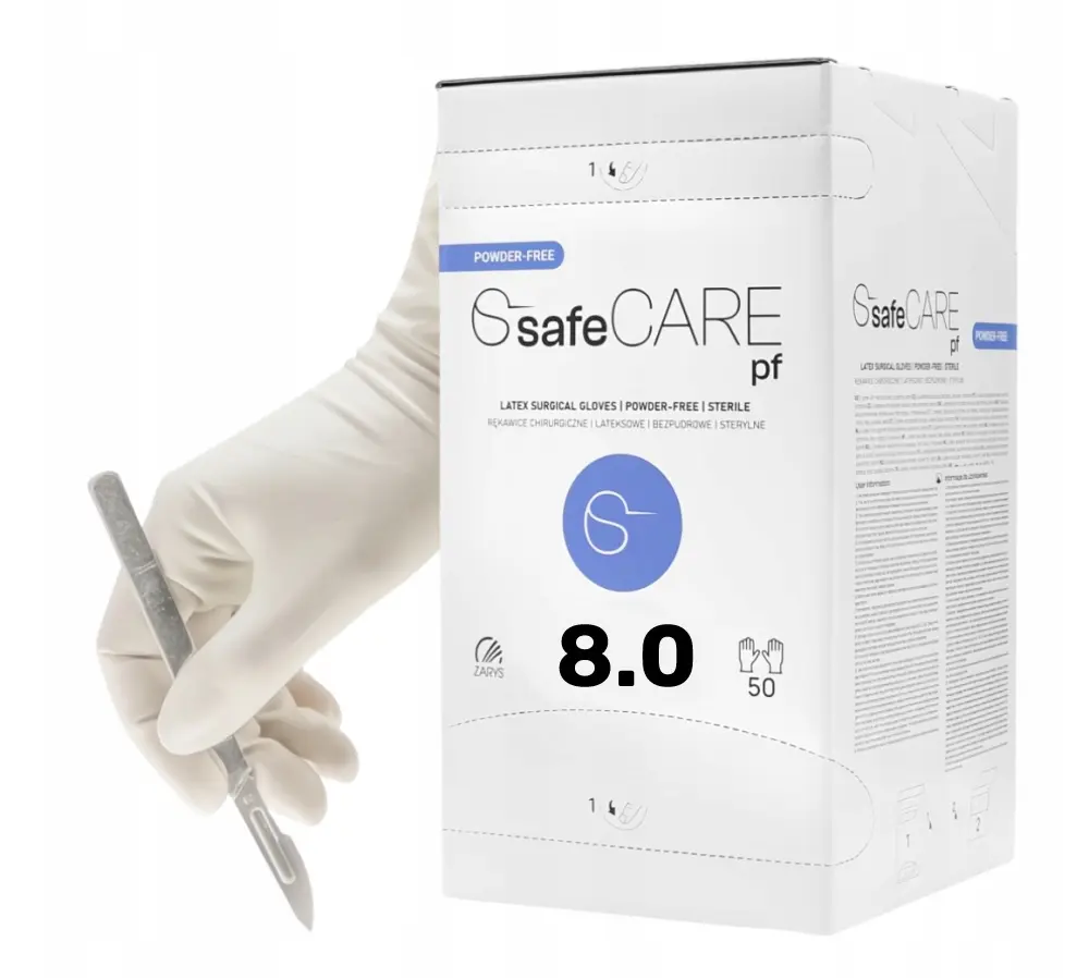Zarys safeCARE operační sterilní rukavice latexové vel. 8 (bez pudru), 50ks