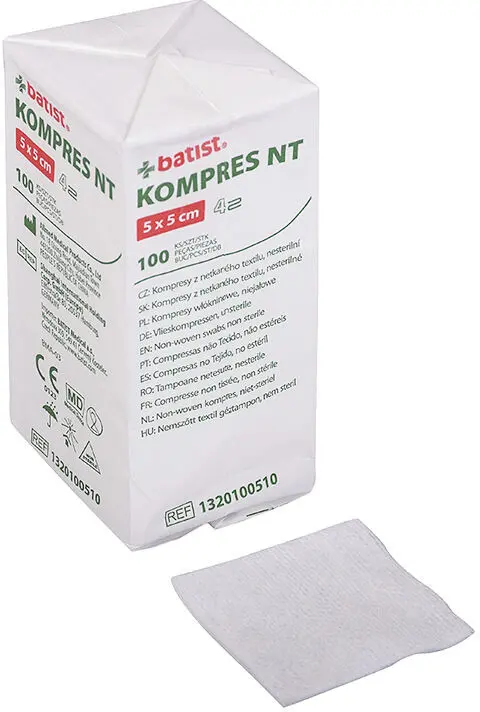 Batist Kompres NT netkaná textilie 5x5 cm (nesterilní), 100ks