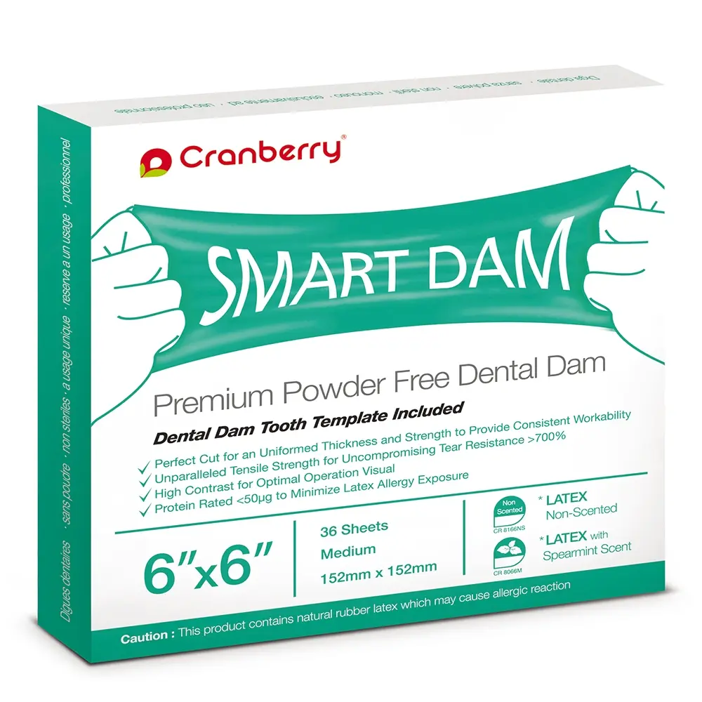 Cranberry Smart Dam Medium latexová blána 15x15 máta (zelená), 36ks
