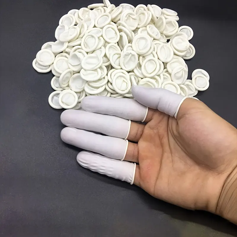 Jednorázové latexové návleky na prsty, 50 ks (bílé)