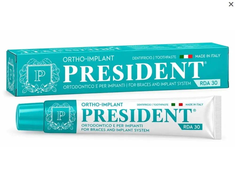PresiDENT Ortho Implant zubní pasta na rovnátka a implantáty, 75 ml
